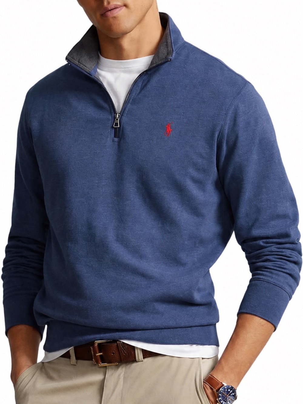 Polo Ralph Lauren Men’s Blue Quarter Zip Pullover Sweater XL -Pony Logo